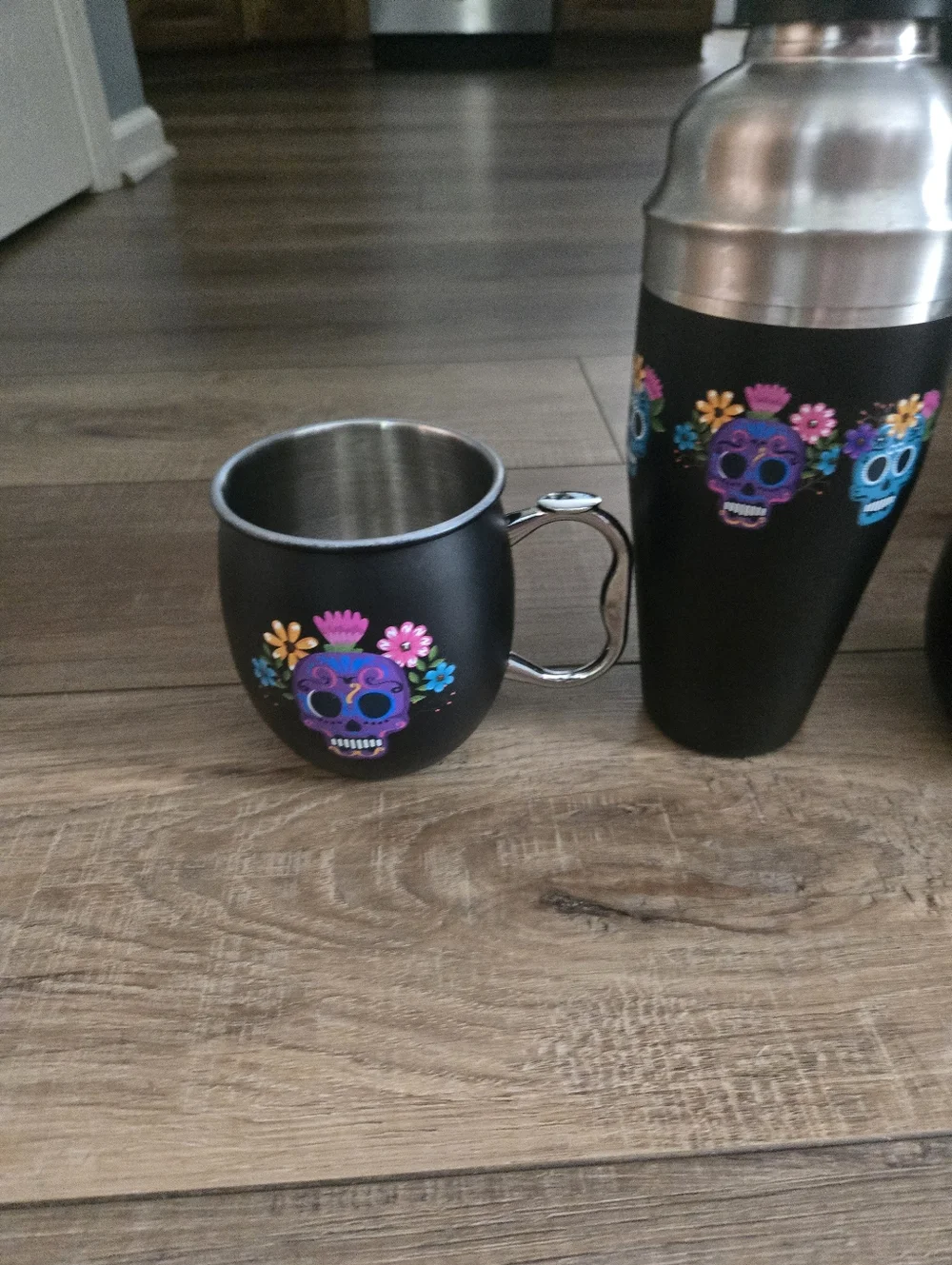 Oggi Day of the Dead Black Skull Cocktail Shaker Set - Dia de los Muertos